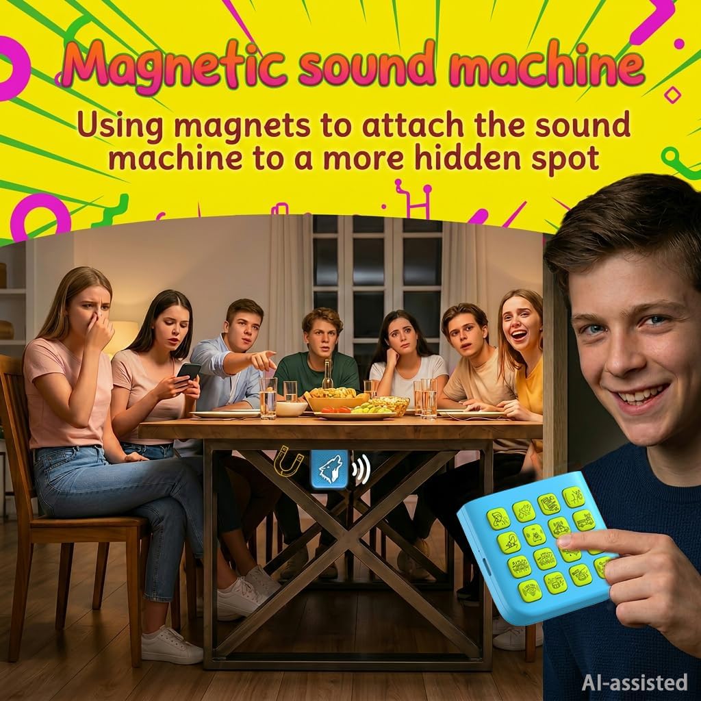 Rechargeable 2-in-1 Separable Magnetic Sound Effects Machine, 16 Hilarious Sounds, Fart Noise Maker with Remote, 30ft Range, Funny Prank Toys, Cool Birthday Gifts for Kids Boys Age 3-12 Years Old