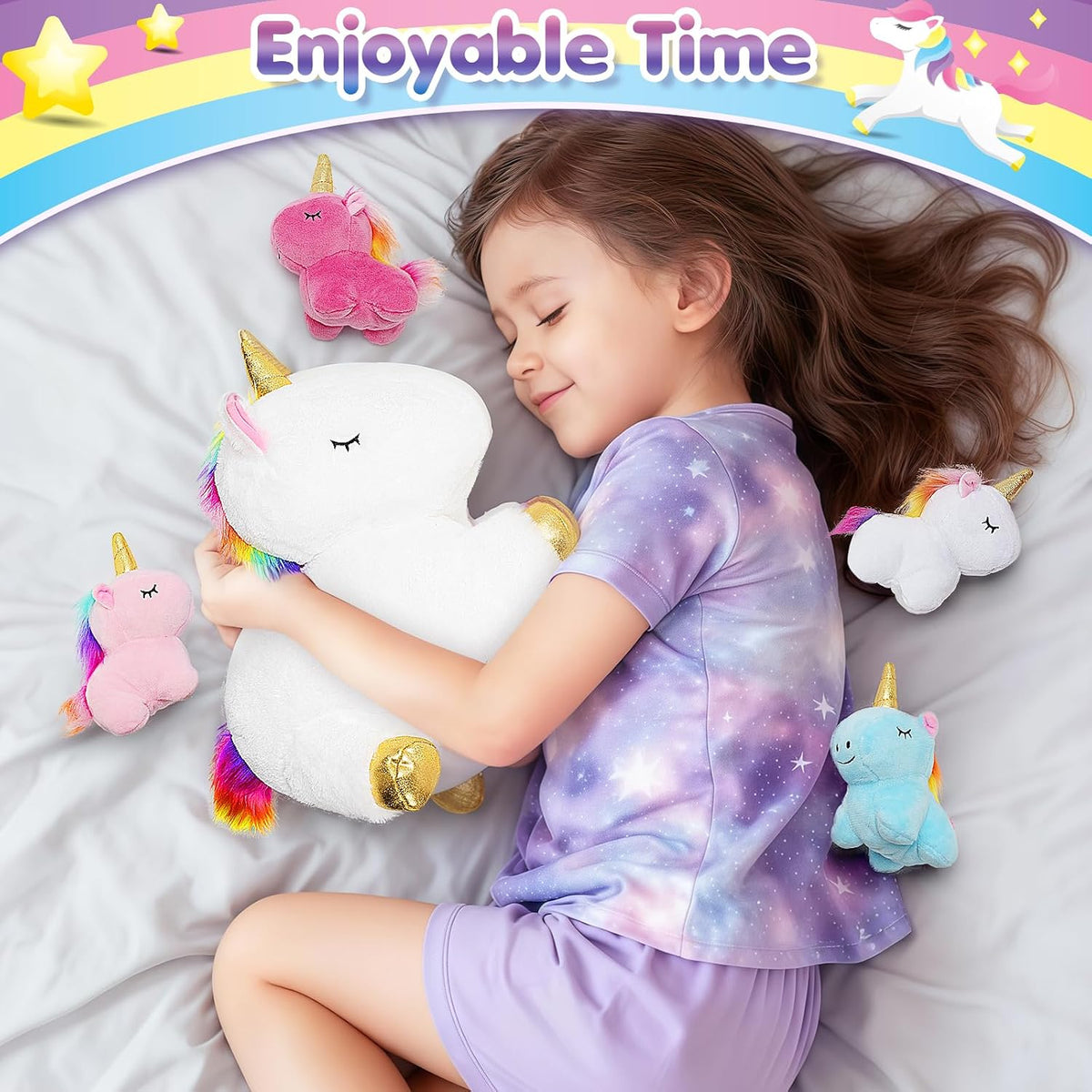 Unicorn Toys for Girls, Unicorn Mommy Stuffed Animal with 4 Baby Unicorns