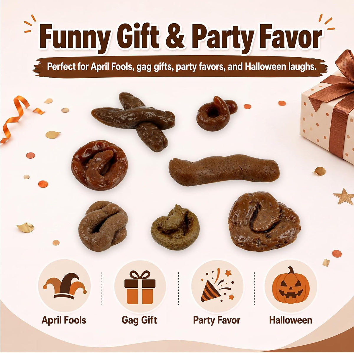 Chivao 7 Pcs Fake Poo Realistic Fake Turd Prank Poo Toy Gag, Cute, Normal