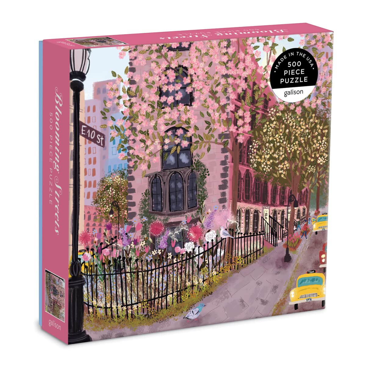 Blooming Streets 500 Piece Puzzle from Galison - Beautifully Illustrated Jigsaw Puzzle of a Local NYC Street, Fun & Challenging, Unique Gift Idea