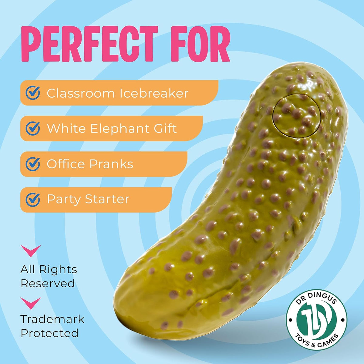 DR DINGUS Farting Pickle Toy | 100 Farts | Funny Novelty Gag Gift Prank