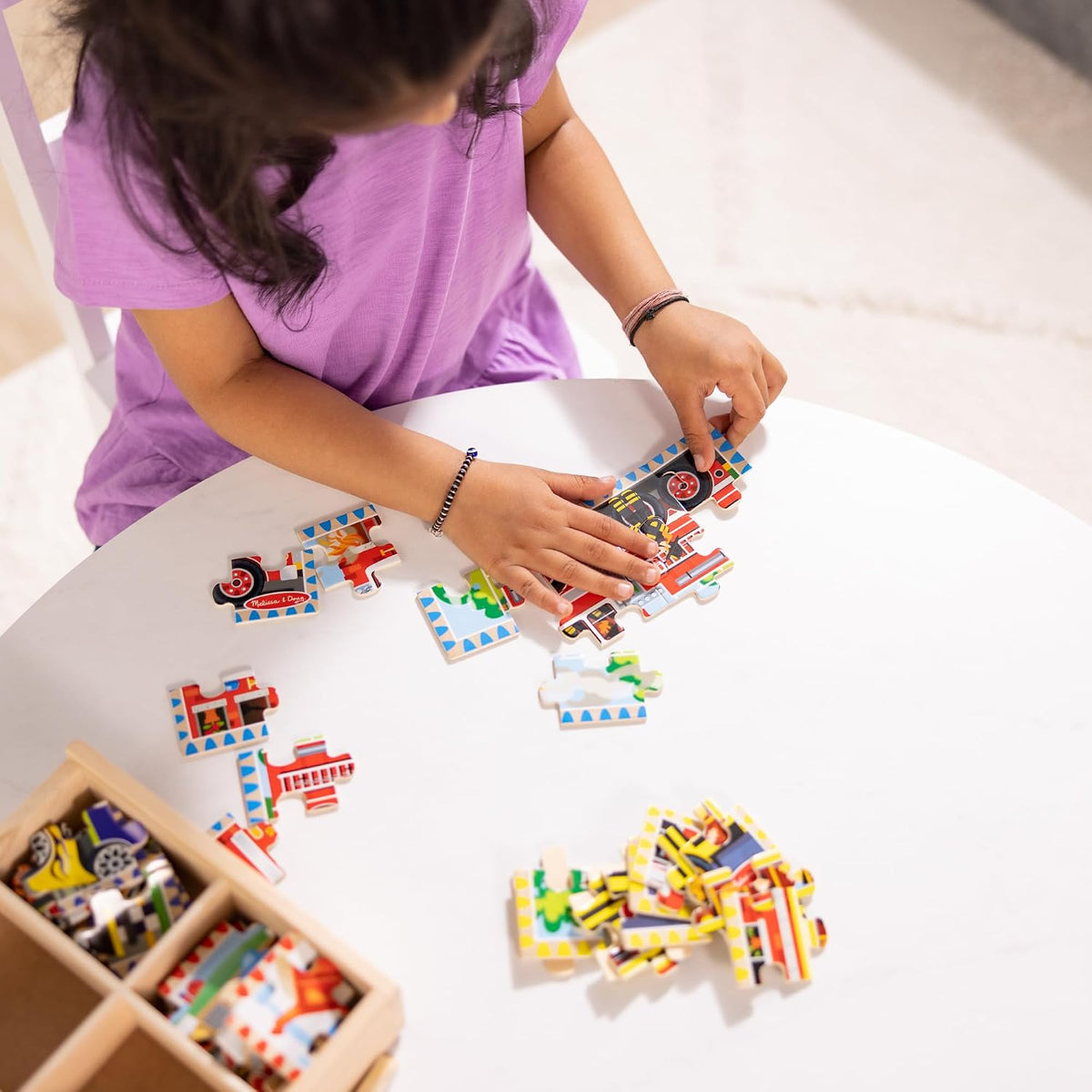 Melissa & Doug 4-in-1 Wooden Vehicle Jigsaw Puzzle 48-Piece Set