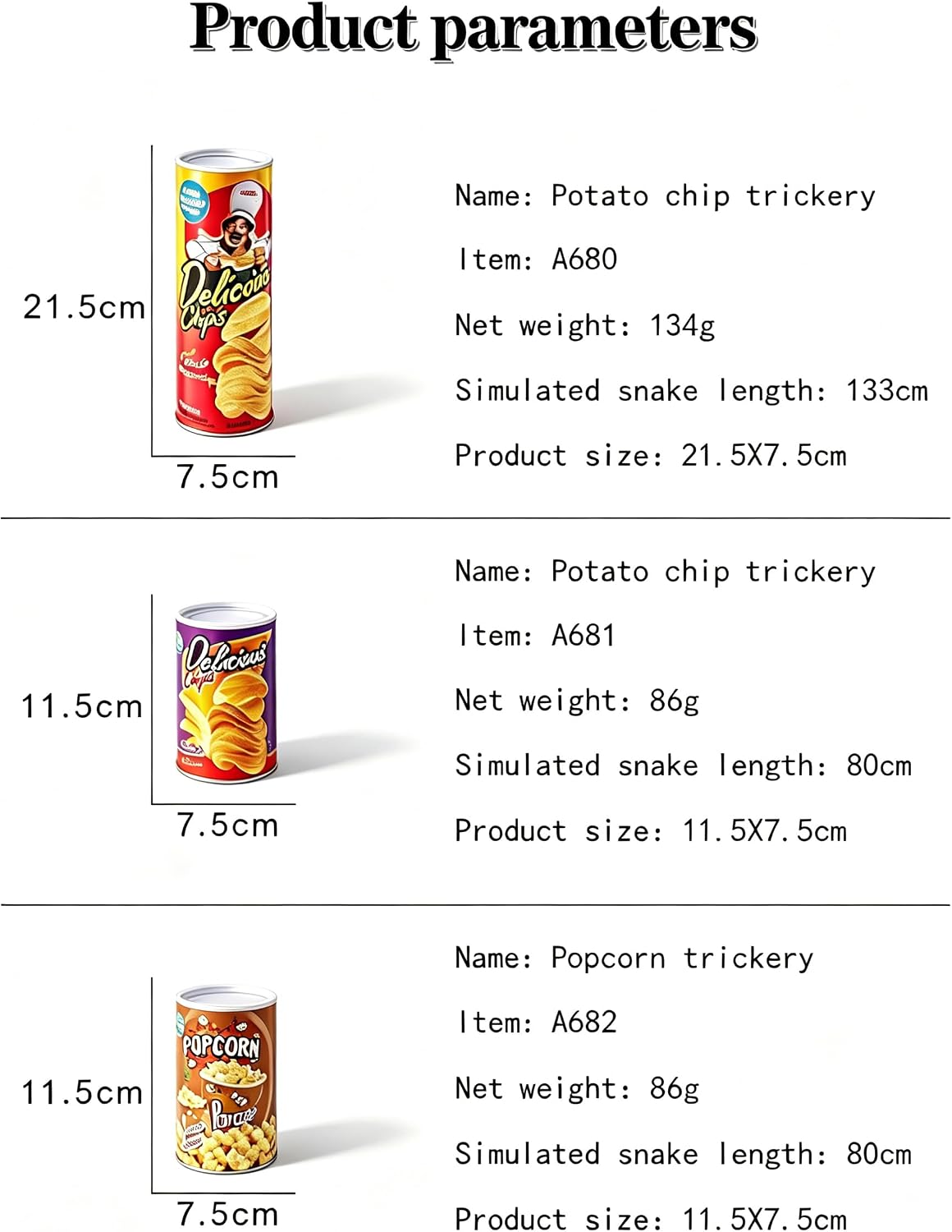 Cooplay Popup Snake in a Popcorn Can Prank, Halloween Fools Day Party Magic Trick Joke Gadget Fun Prank Gag Friend Christmas Toy