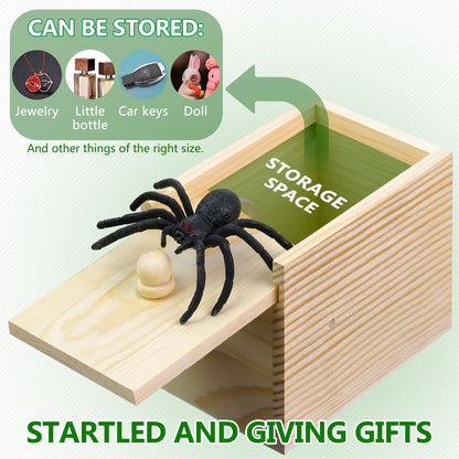 PARNIXS Surprise Spider Prank Box，Handcrafted Spider in a Box Stocking Stuffers,New Year's Surprise Toy and Gag Gift Practical Joke for Adults Men Women Birthday