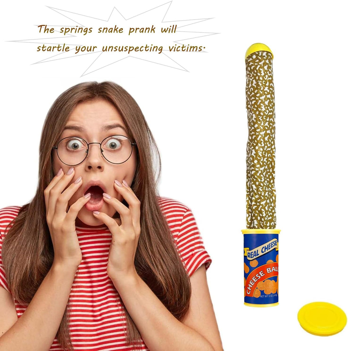 SnaFununy Prank Potato Chip Can Snake Pranks Jump Spring Toy Prankster Stuff Gifts for Adults, Gags Practical Joke Toys for Halloween Party Decoration Fun Toys,April Fools' Day Pranks，Blue-Cute Small