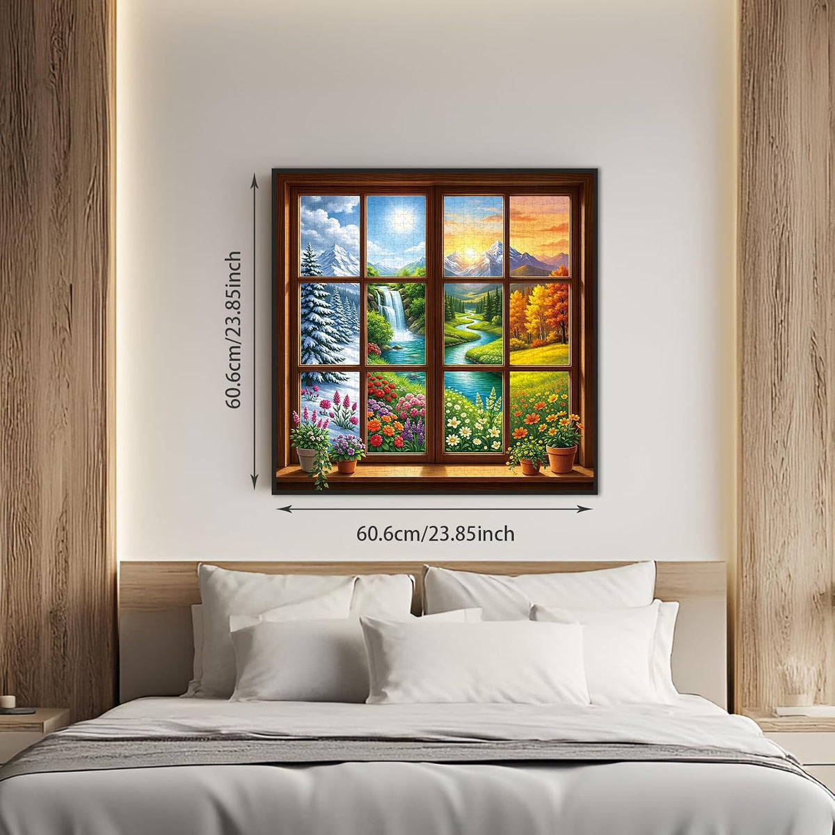 1024 Piece Puzzle for Adults, Four Seasons Window View