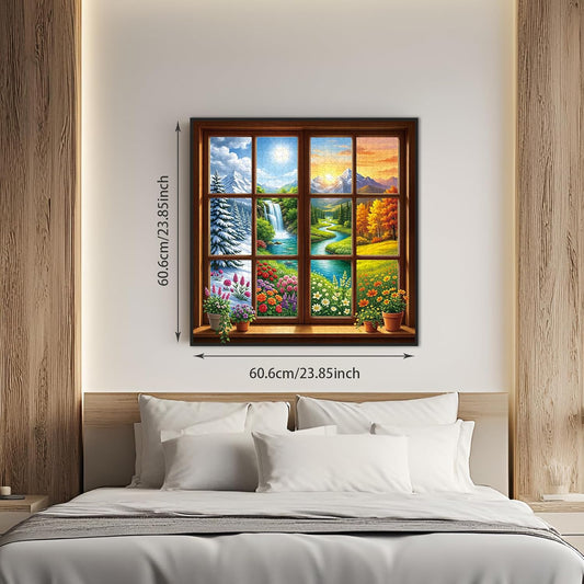 1024 Piece Puzzle for Adults, Four Seasons Window View