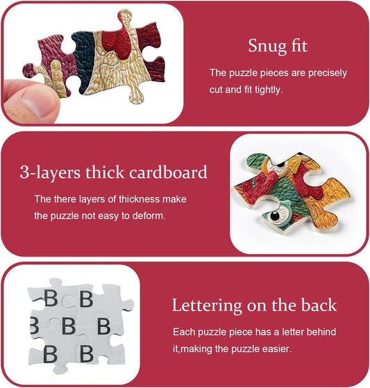 Chicken Puzzles for Adults 1000 Piece, PICKFORU Funny Chicken Jigsaw Puzzle, Garden Farm Flower Animal Rooster Themed, Patchwork Art Challenge Puzzle