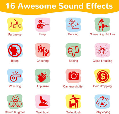 Sound Effects Machine, 16 Hilarious Sounds Toys for Kids Ages 8-13, Fart Prank Stuff, Practical Joke Gift for Teen Boys, Cool Gadgets Birthday Gift for Boys 6 7 8 9 Year Old, Adjustable Volume