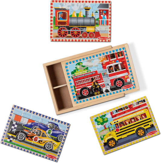 Melissa & Doug 4-in-1 Wooden Vehicle Jigsaw Puzzle 48-Piece Set