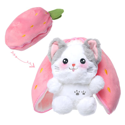 MIAODAM Strawberry Bunny Stuffed Animal,Reversible Cute Bunny Rabbit Plush