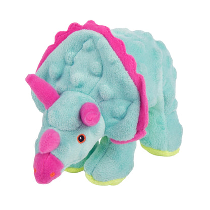 goDog Dinos Frills Squeaky Plush Dog Toy with Chew Guard Technology, Durable Fabric & Squeaker for Active Play, Gray, Large