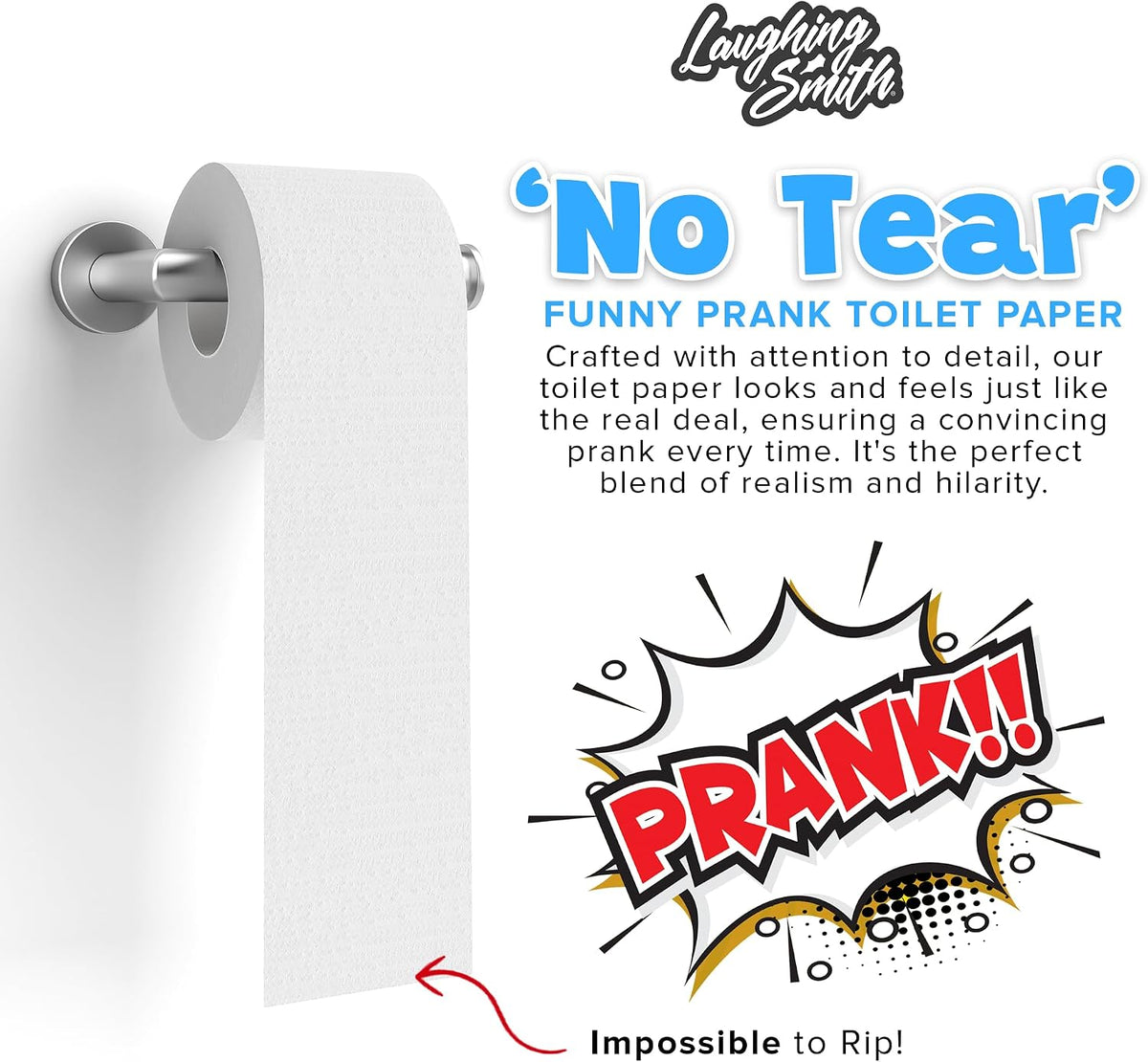 Laughing Smith - No Tear Prank Toilet Paper - Novelty Gag Roll