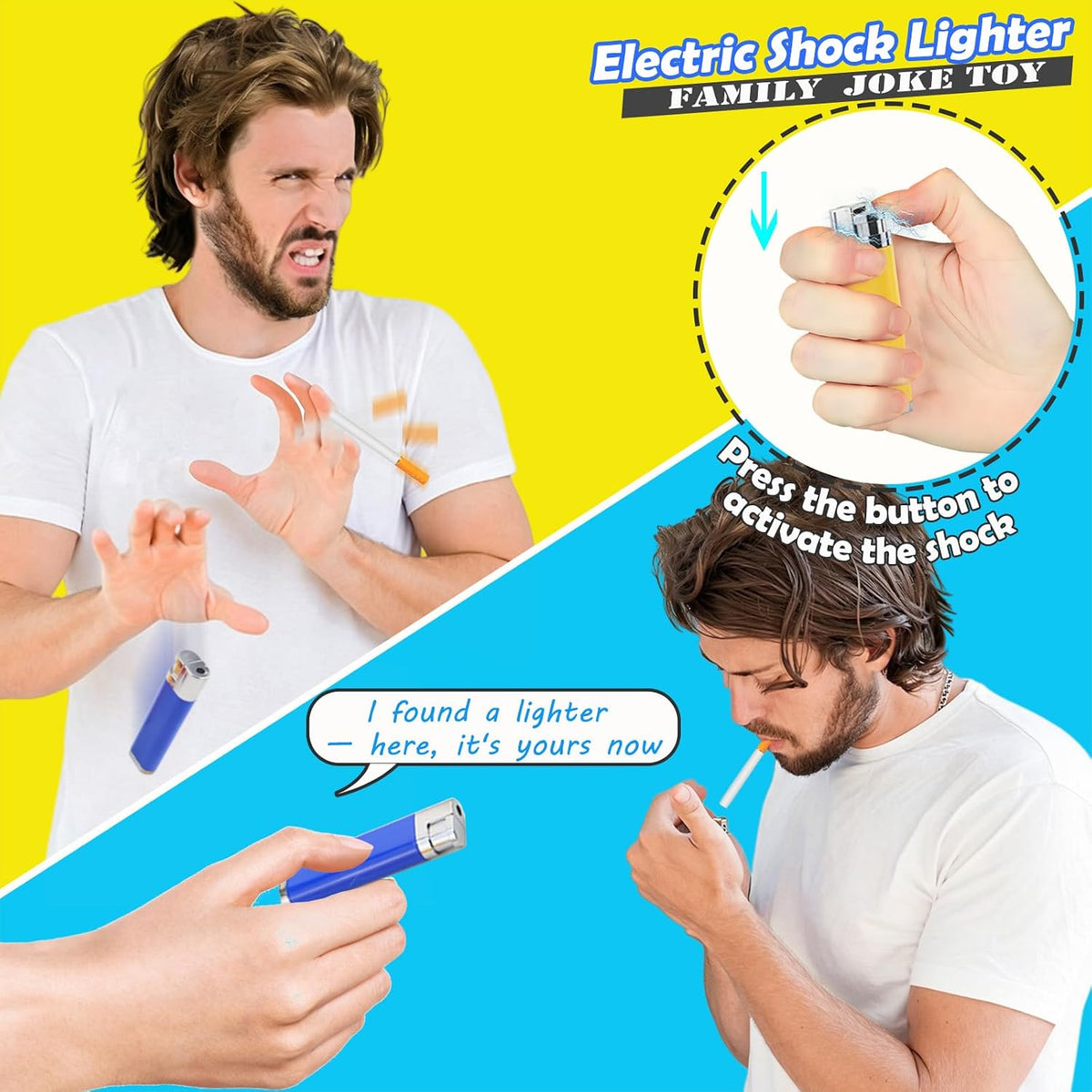 Pushmick 6 PCS Prank Toys, Fun Electric Shock Toys Such as pens, lighters, and Chewing Gum, indispensable Tools for Teasing Friends and Suitable for Parties and Humor.