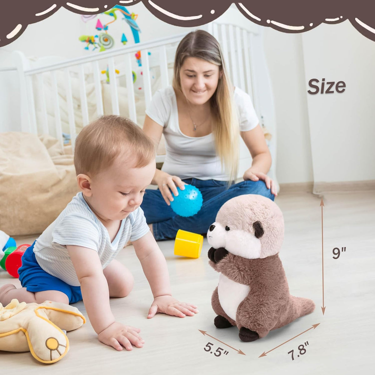 Otter Stuffed Animal Plushie Cute Sea Otter Plush Gift for Girls Boys 9.8”