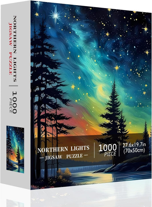 Northern Lights Puzzles for Adults 1000 Pieces, Aurora Borealis Nature Landscape 1000 Piece Puzzle for Adults, Impossible Difficult Hard Fun Jigsaw Puzzles 1000 Pieces