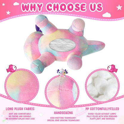 10.8 inch Plush Axolotl Stuffed Animal, Axolotl Plush Toys, Cute Stuffed Cotton Plush Pillow Kawaii Salamander Gifts for Girls & Boys, Plushies has (Axolotl Plush)