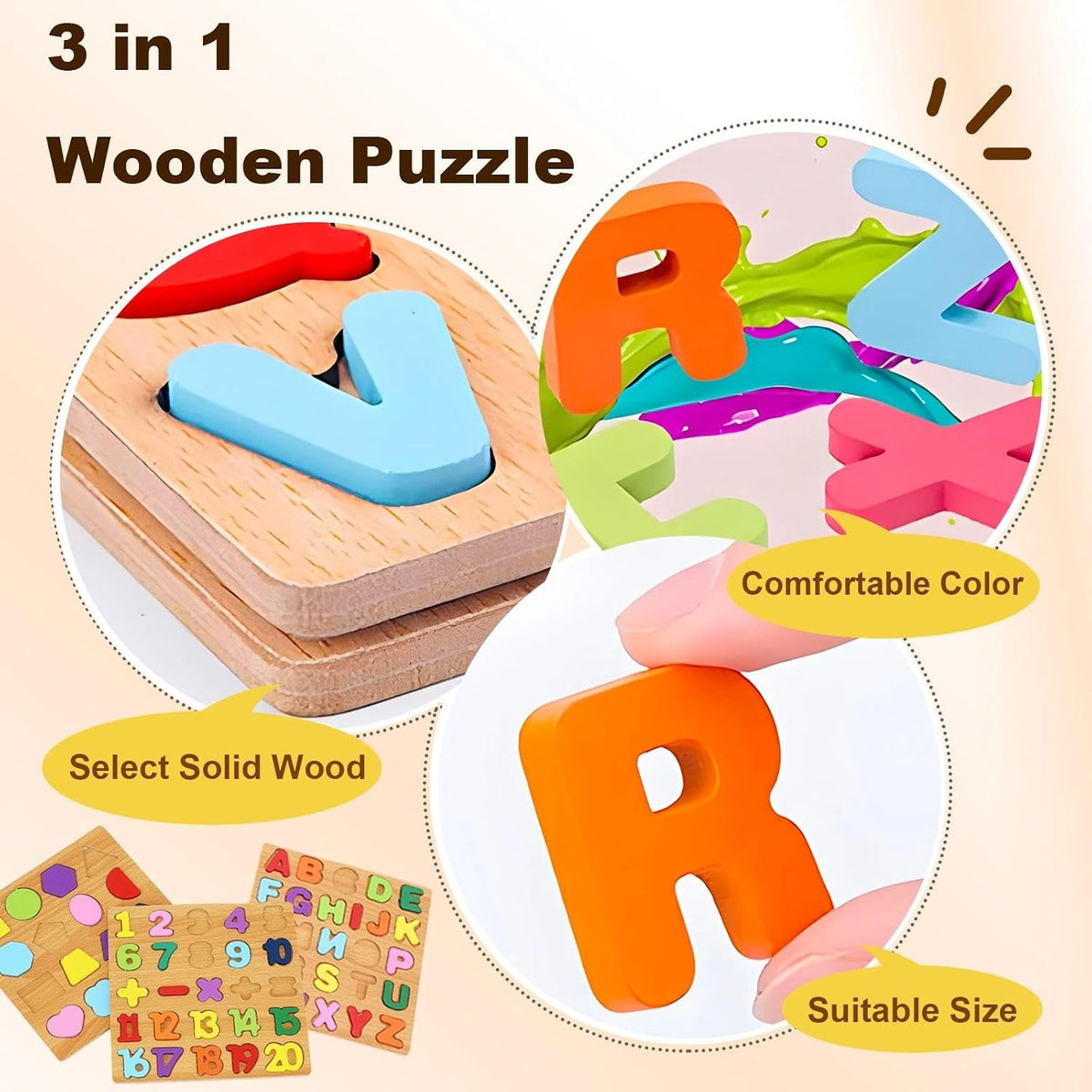 Wooden Puzzles for Toddlers 3-5, Montessori