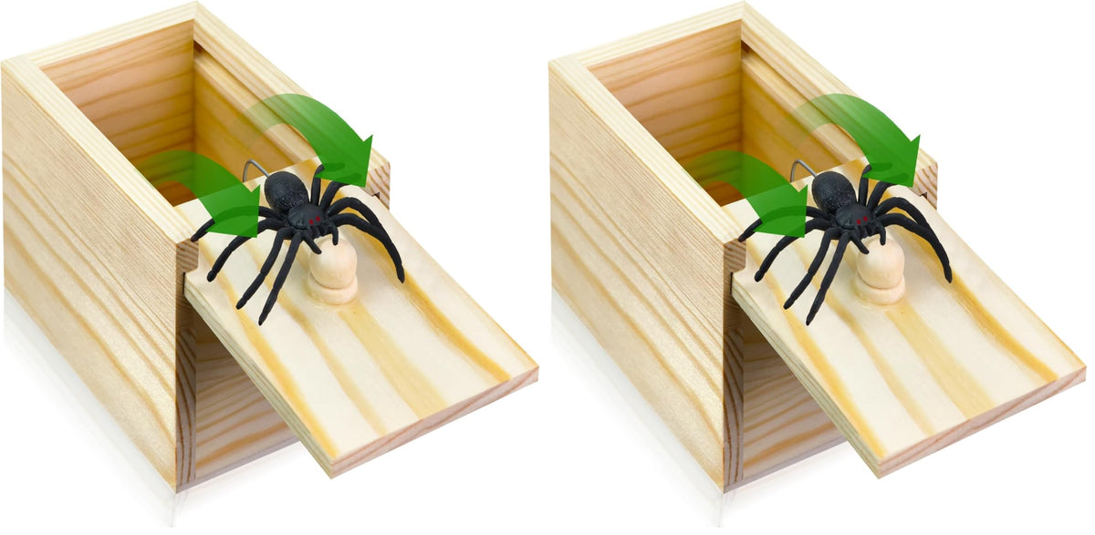 PARNIXS Surprise Spider Prank Box，Handcrafted Spider in a Box Stocking Stuffers,New Year's Surprise Toy and Gag Gift Practical Joke for Adults Men Women Birthday