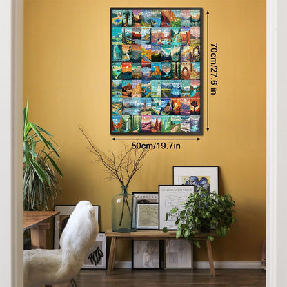 National Parks Puzzle for Adults 1000 Pieces,Travel Poster Landscape Puzzle Including Zion Yellowstone Yosemite, Nature Jigsaw Puzzles Scenery Mountain Scene