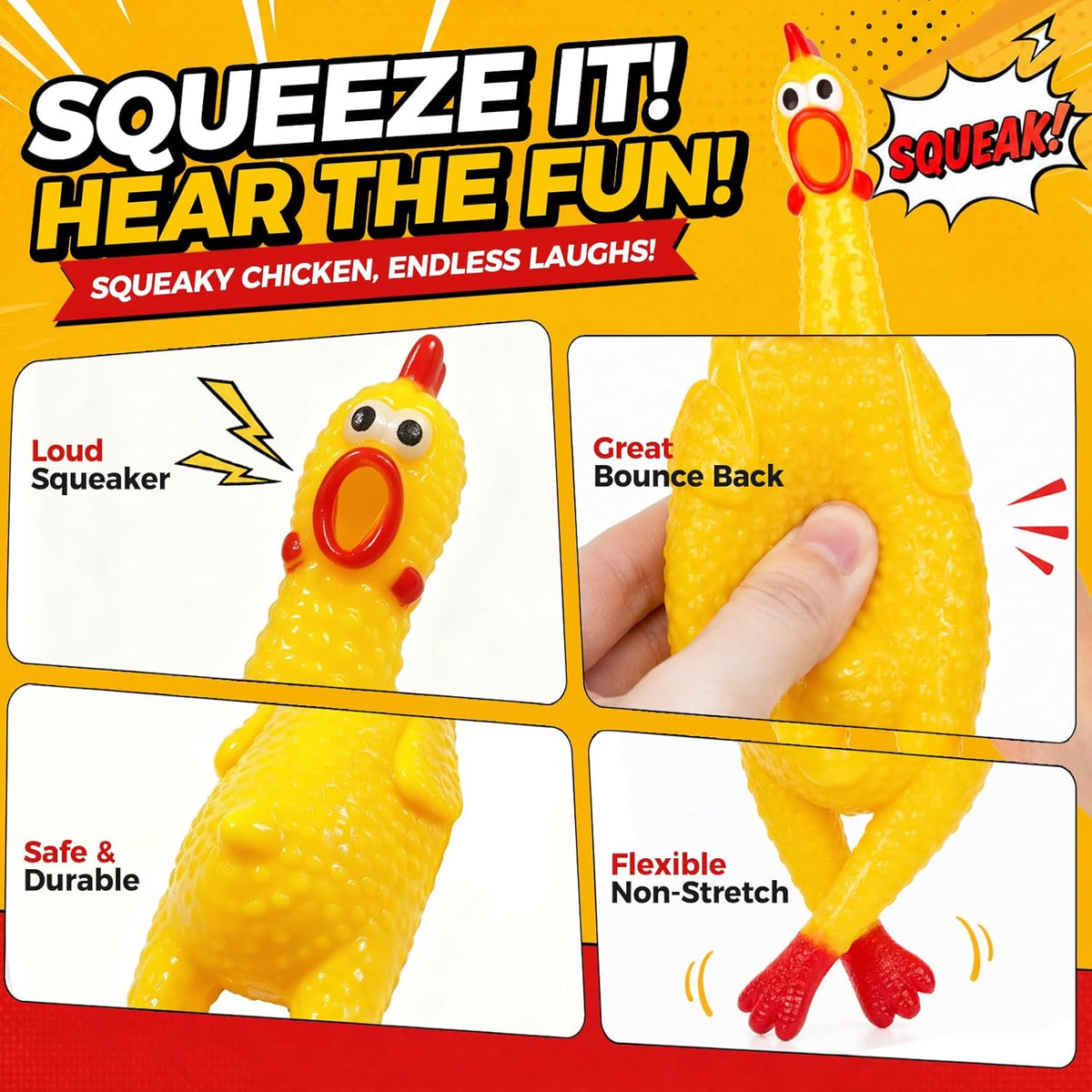 POPLAY Screaming Chicken, Squeaky Chicken Dog Toys Gag Gifts Prank