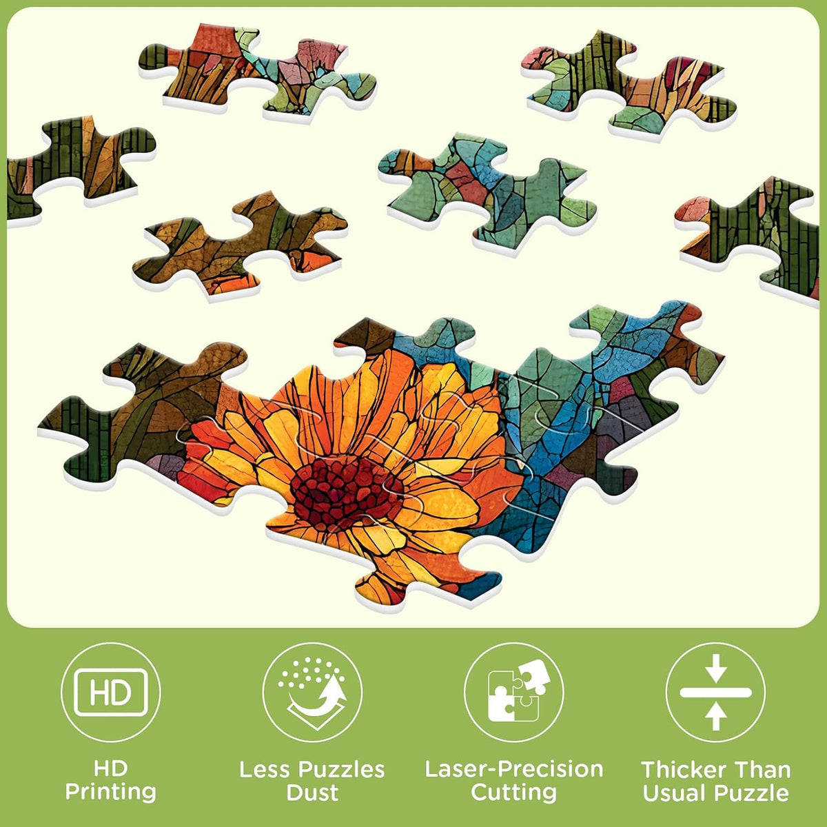 500 Piece Puzzles for Adults, Stained Glass Desert Landscape Jigsaw Puzzle