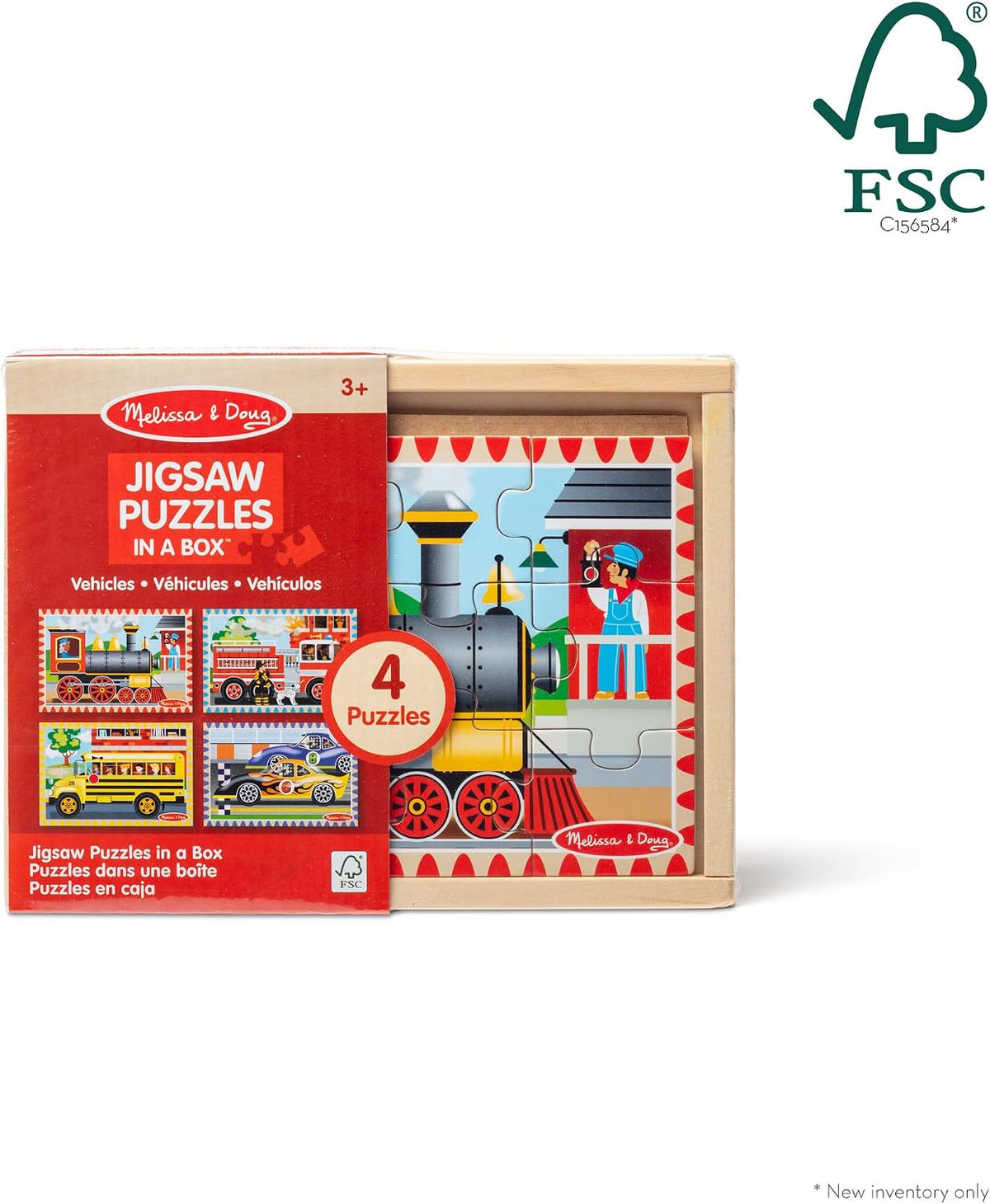 Melissa & Doug 4-in-1 Wooden Vehicle Jigsaw Puzzle 48-Piece Set