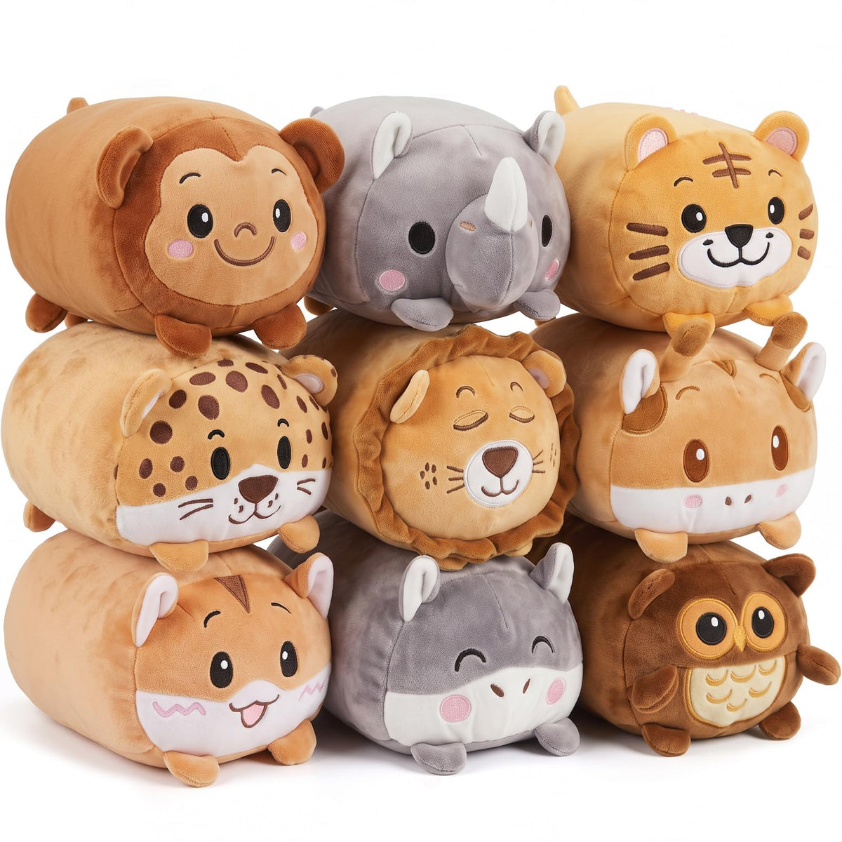 9 Pcs Stuffed Animals Plushies Bulk 8"Cute Plush Toys, 9 Cute Animal