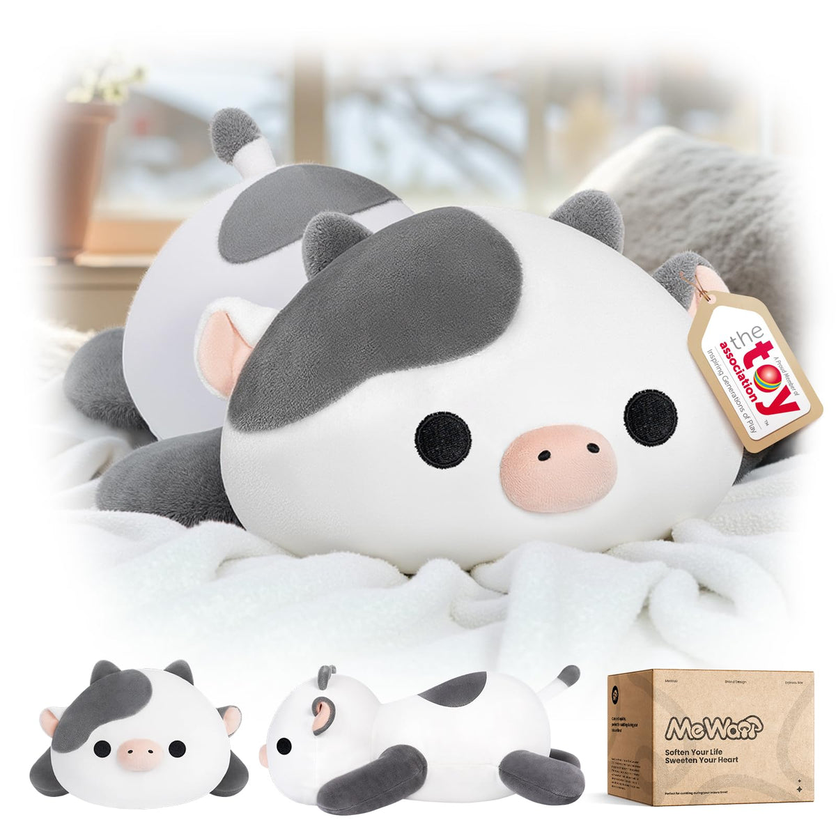 Mewaii Black Cat Plush Pillow Cute Plushies, Squishy & Huggable, 13 in