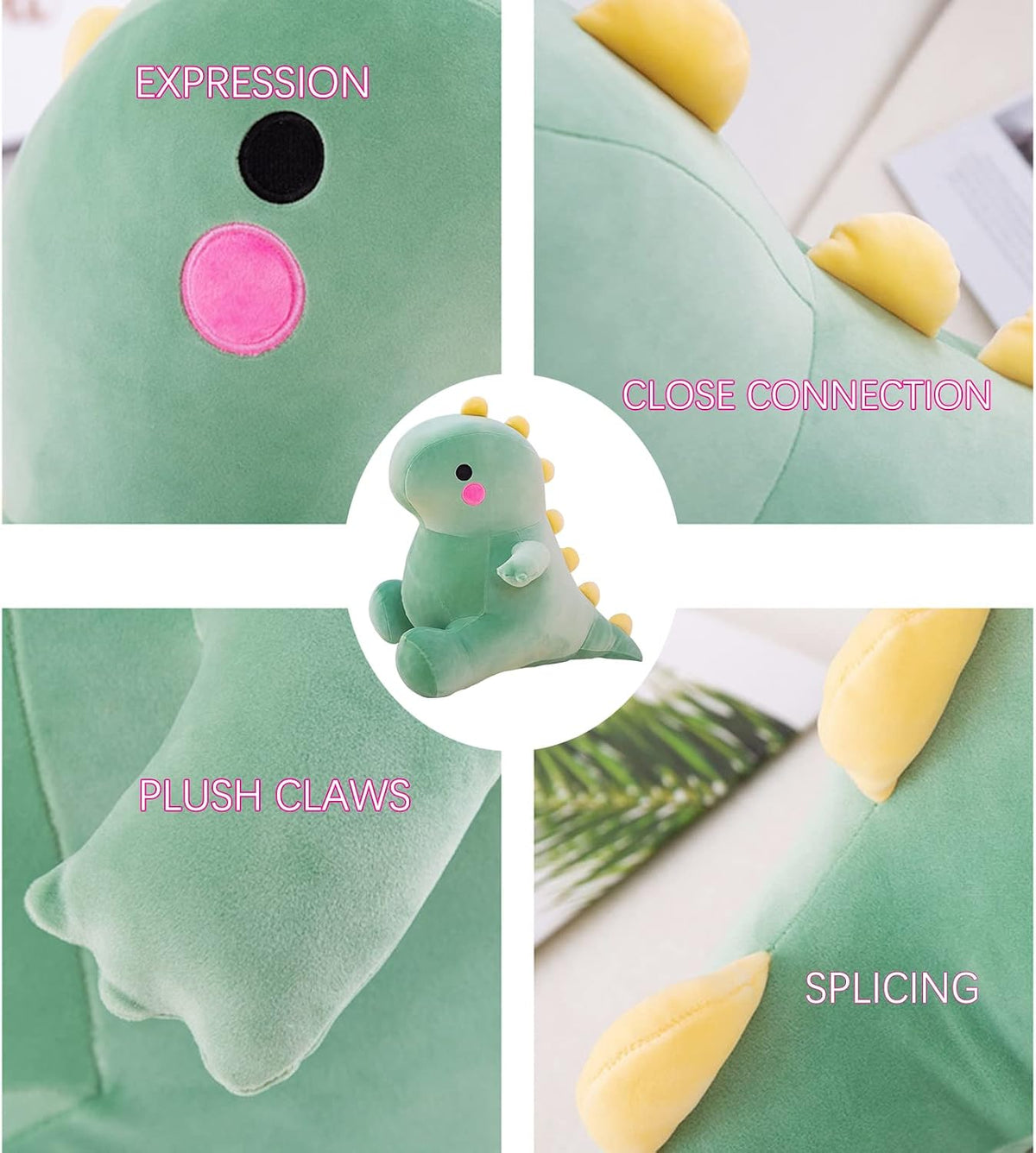 Dinosaur Plush Toys Soft Stuffed Animals Toys Dolls Gifts(Green,8in)