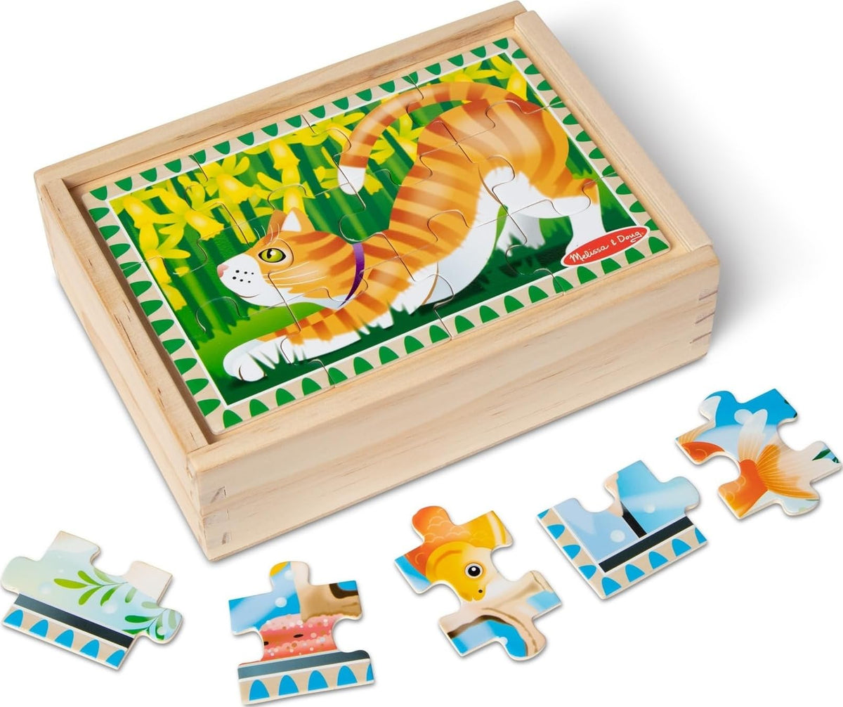 Melissa & Doug 4-in-1 Wooden Vehicle Jigsaw Puzzle 48-Piece Set
