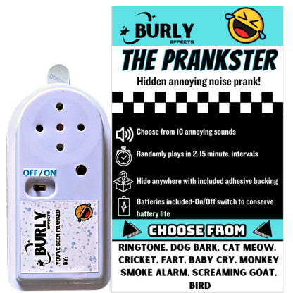 Hidden Noise Maker Gag Prank - 10 Different Sounds - Ringtone, Dog, Cat, Cricket, Fart, Baby Cry, Smoke Alarm, Monkey, Screaming Goat, Bird (1 Pack)