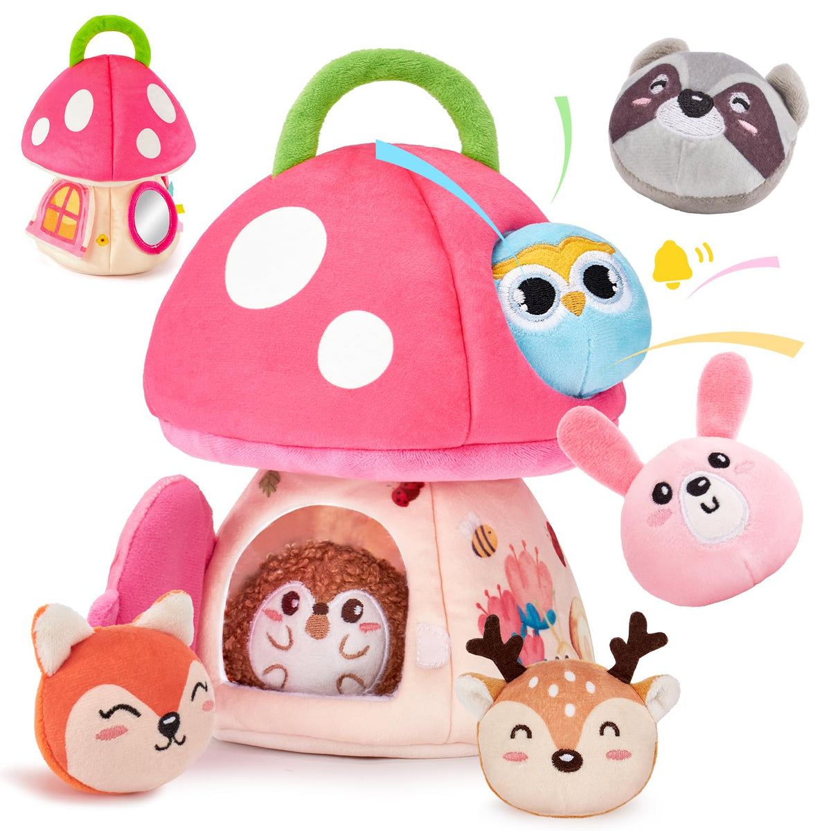 hahaland Baby Toys 6-12 Months - Surprise Barn Stuffed Farm Animals Plush