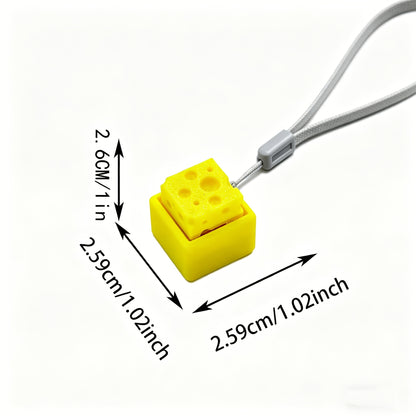 Cheese-Shaped Mechanical Button Pendant Keychains - Vibrant Yellow, Ideal Gift for Friends & Casual Accessories, Casual Accessories | Vibrant Yellow Keychains | Durable Plastic