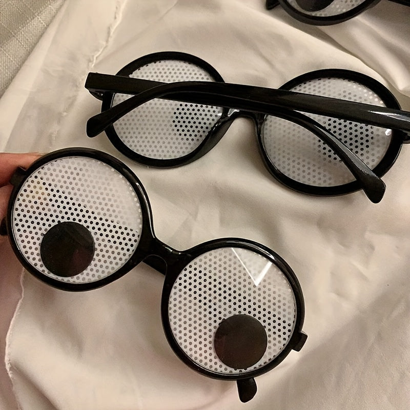 April Fool's Day Prank Glasses, Funny Eyeball Round Frame Unisex Party Halloween Cosplay Youth Gag Spectacles