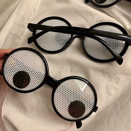 April Fool's Day Prank Glasses, Funny Eyeball Round Frame Unisex Party Halloween Cosplay Youth Gag Spectacles