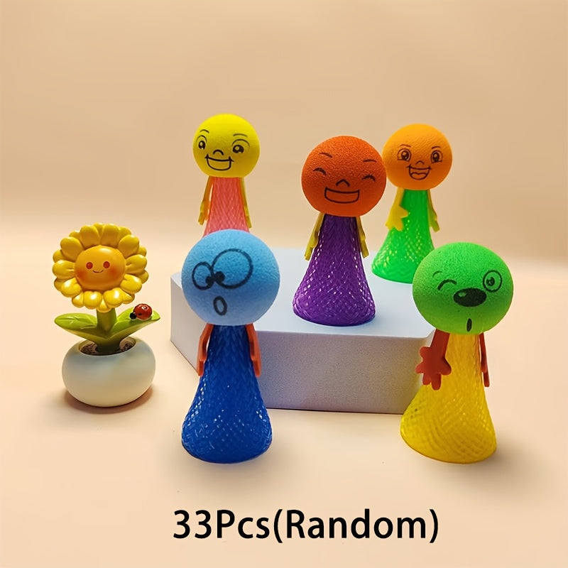 5/33pcs Creative Bounce Small People Children EVA Toys Colorful Funny Boys And Girls Reward Gifts Birthday Event Party Christmas Halloween Gifts Novelty Prank Toys (Random)