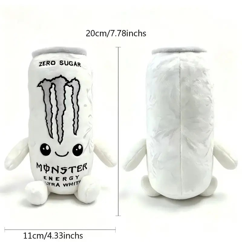 Monster Energy Drink Can Plush Toy - Black & White Ultra White Stuffed Doll, Soft Simulation Beverage Figure, Kawaii Collectible, Keychain Accessory Gift for Monster Fans Kids Home Decor,sohochic