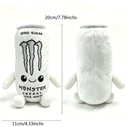Monster Energy Drink Can Plush Toy - Black & White Ultra White Stuffed Doll, Soft Simulation Beverage Figure, Kawaii Collectible, Keychain Accessory Gift for Monster Fans Kids Home Decor,sohochic