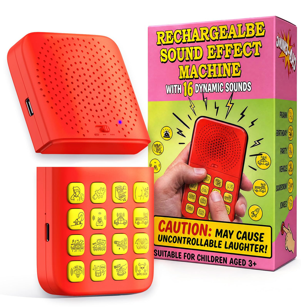 Rechargeable 2-in-1 Separable Magnetic Sound Effects Machine, 16 Hilarious Sounds, Fart Noise Maker with Remote, 30ft Range, Funny Prank Toys, Cool Birthday Gifts for Kids Boys Age 3-12 Years Old