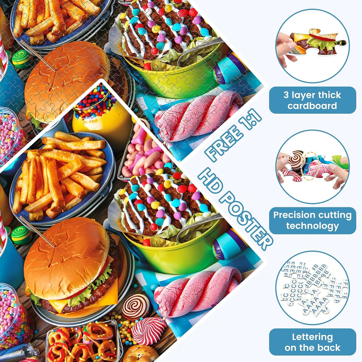500 Piece Puzzle for Adults, Hamburger Jigsaw Puzzles 500 Pieces