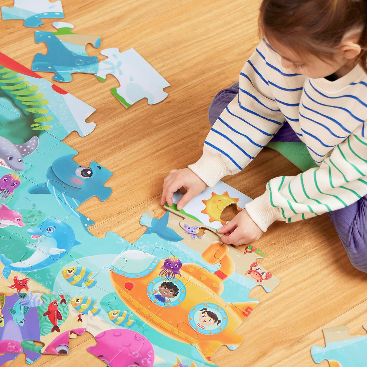 B. toys Gigantic Jigsaw Floor Puzzles, 3-Pack 48-Piece Jumbo Set, Tiles