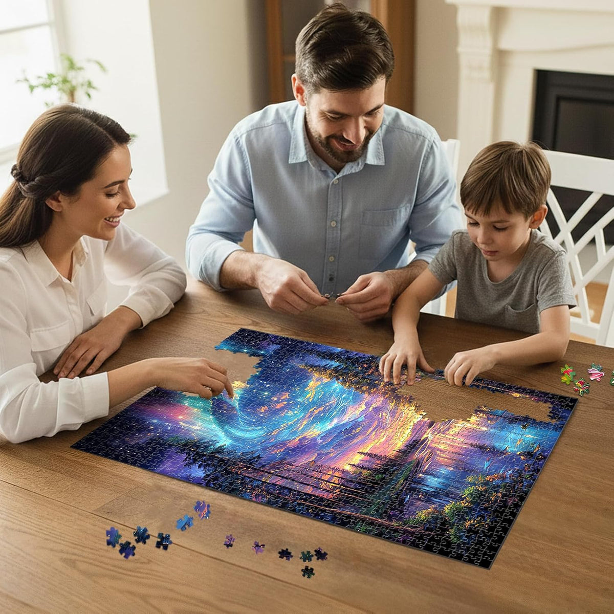 Starry Aurora Lake Puzzles for Adults 1000 Pieces,Interlocking No Dust