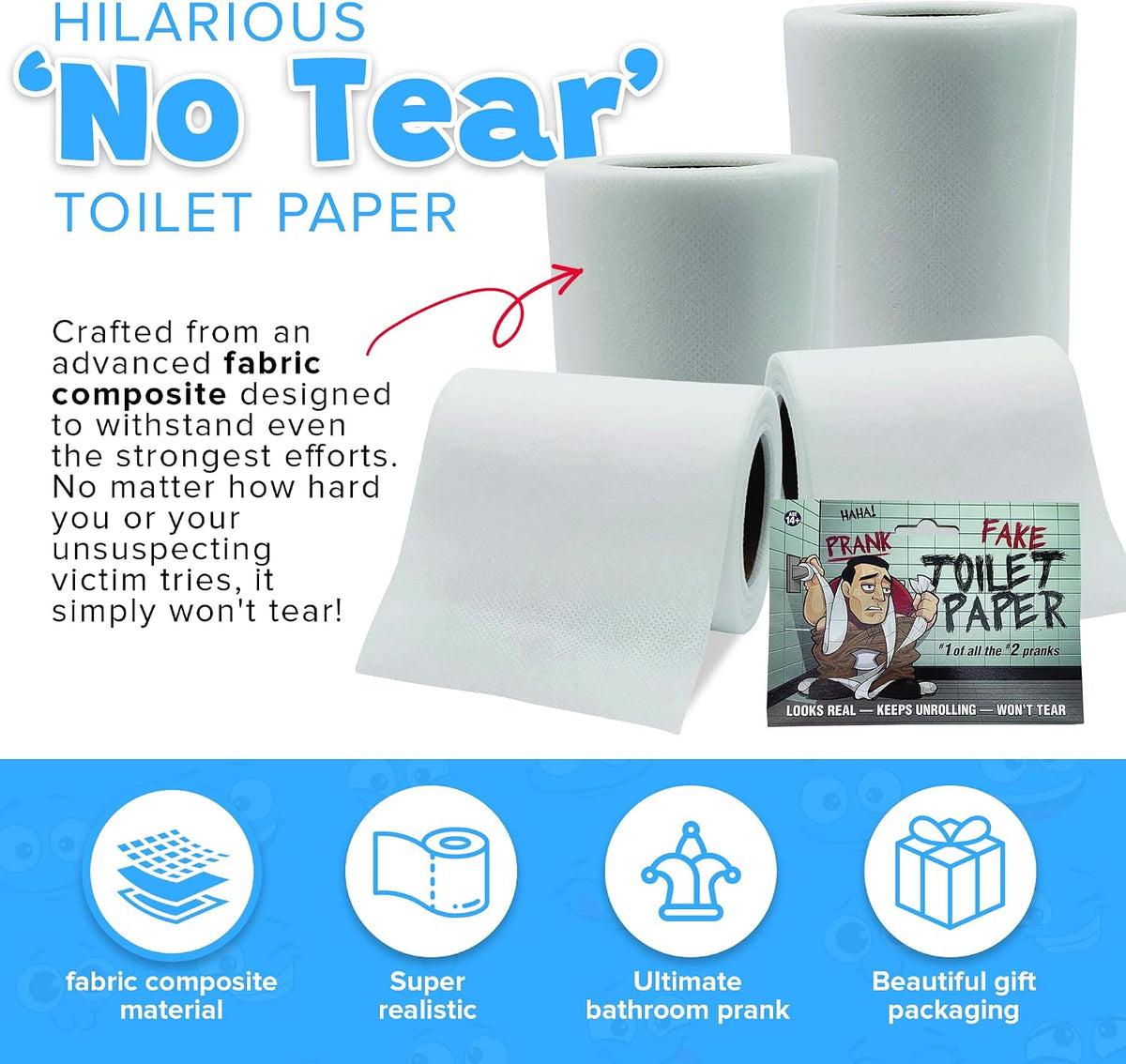 Laughing Smith - No Tear Prank Toilet Paper - Novelty Gag Roll