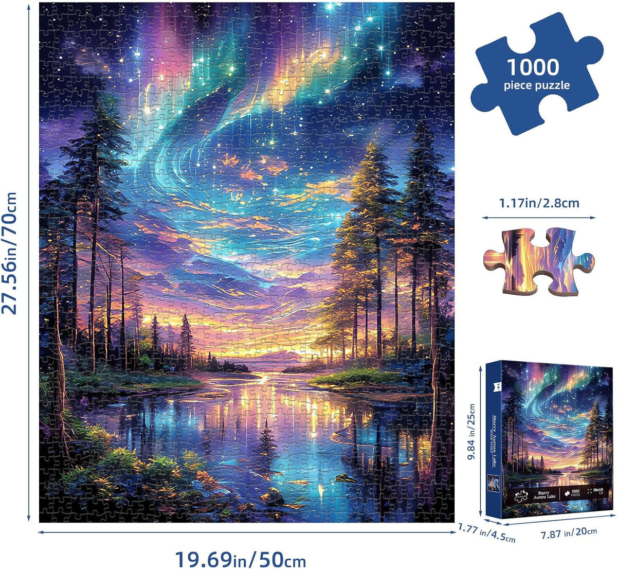 Starry Aurora Lake Puzzles for Adults 1000 Pieces,Interlocking No Dust