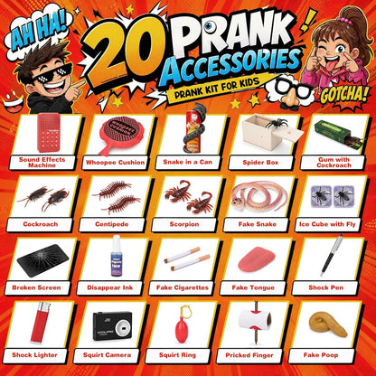 Prank Kit for Kids, 20 Ultimate Practical Joke & Gag Toys,Funny Prank Stuff