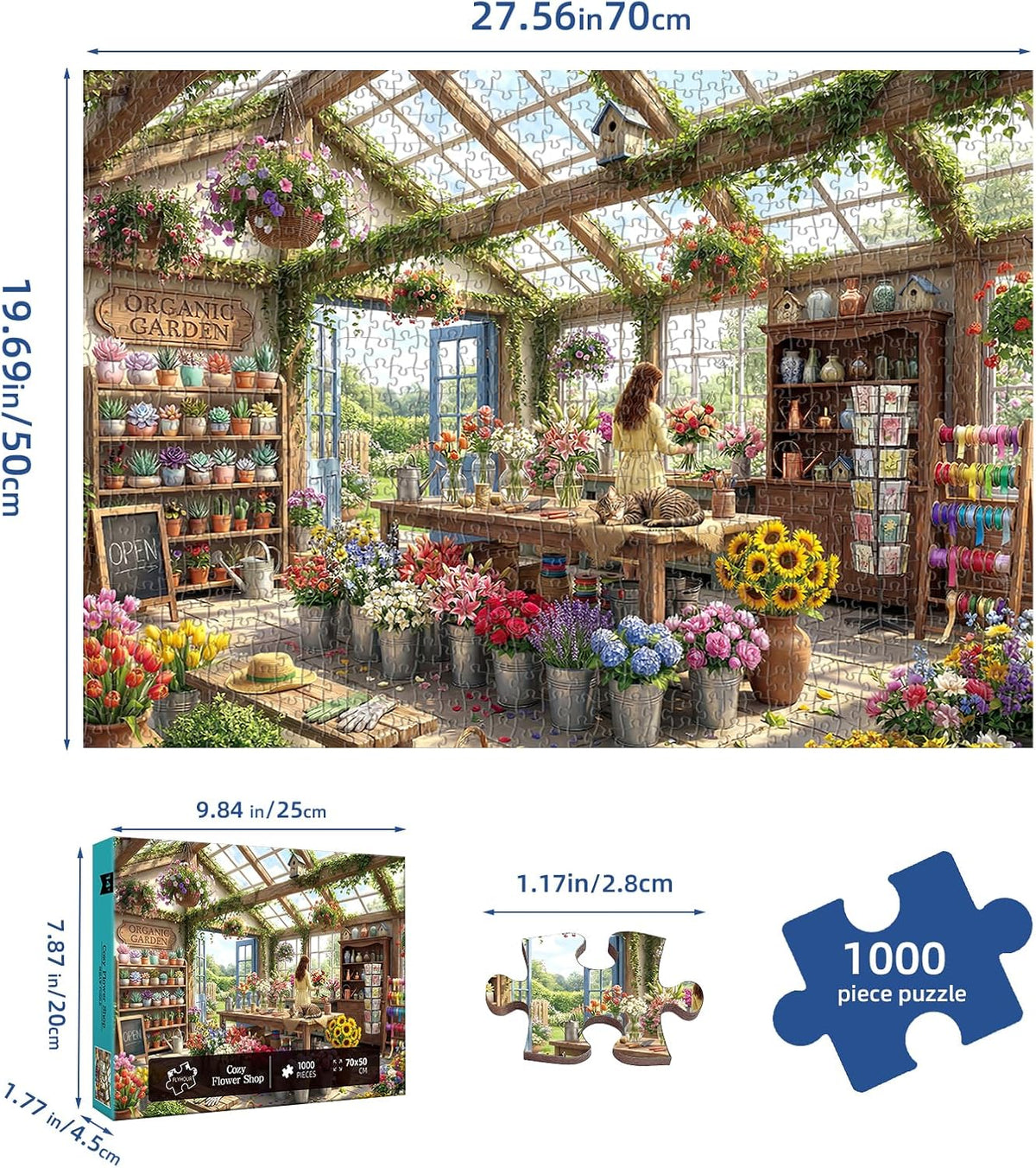 Cozy Flower Shop Puzzles for Adults 1000 Pieces,Cardboard 27.5x19.6in