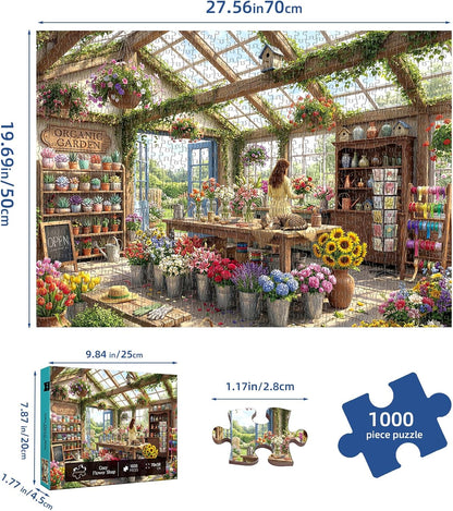 Cozy Flower Shop Puzzles for Adults 1000 Pieces,Cardboard 27.5x19.6in