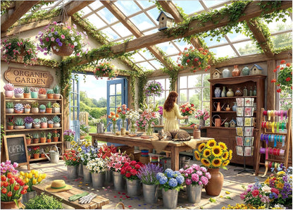Cozy Flower Shop Puzzles for Adults 1000 Pieces,Cardboard 27.5x19.6in