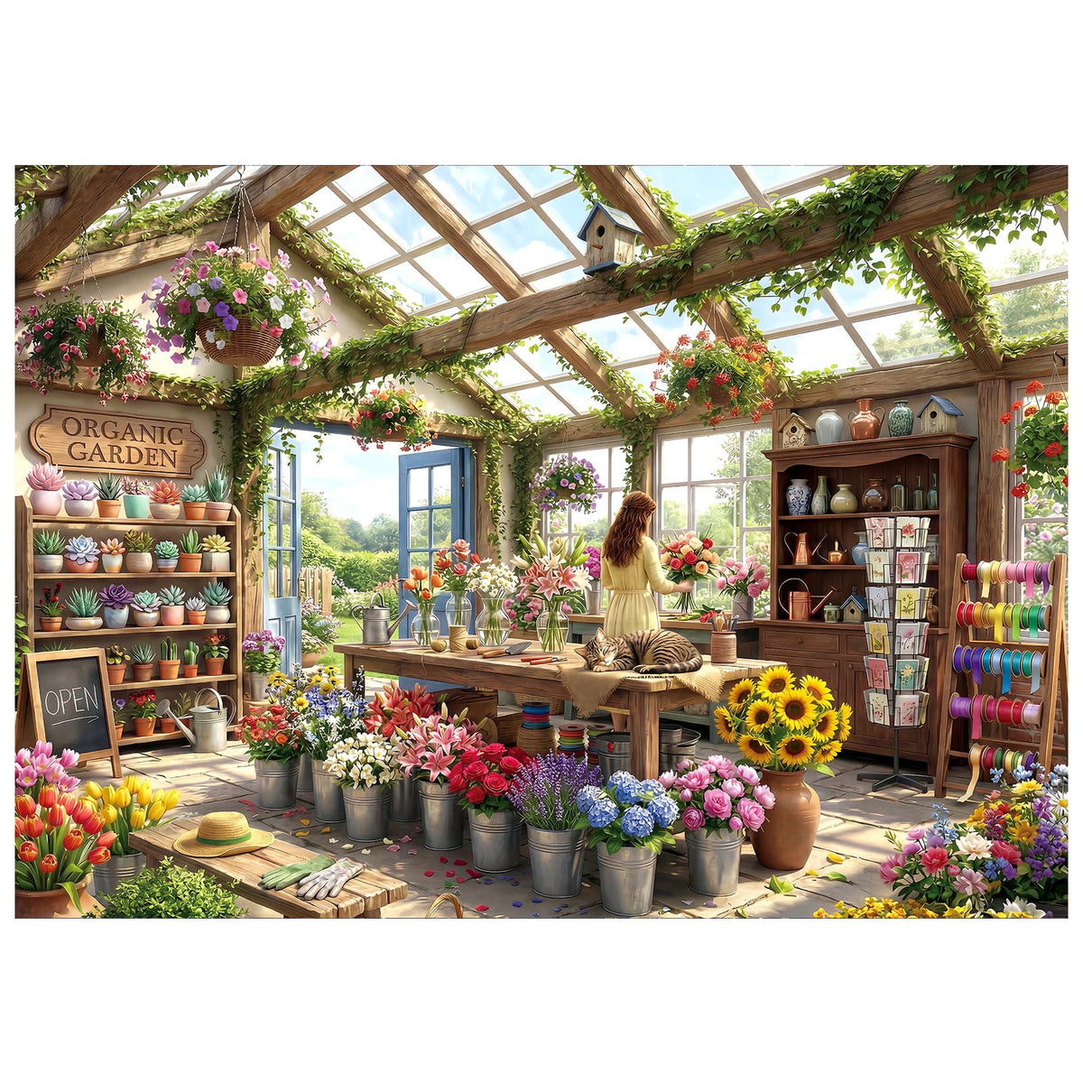 Cozy Flower Shop Puzzles for Adults 1000 Pieces,Cardboard 27.5x19.6in
